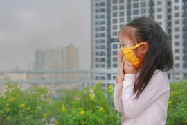 Asian,Little,Child,Girl,Wearing,A,Protection,Mask,Against,Pm