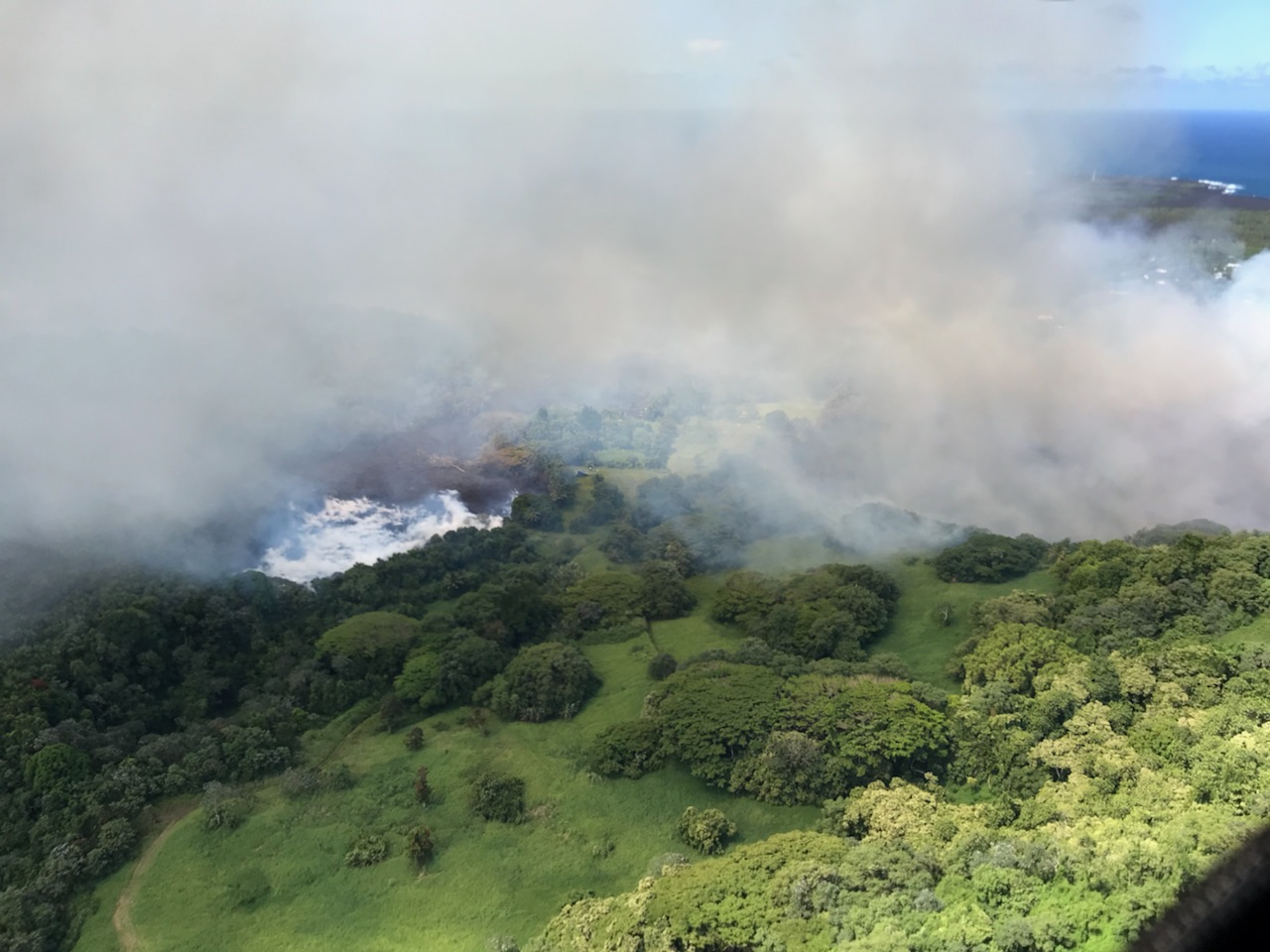 Lava flow in Hawaii caused an entire lake to evaporate